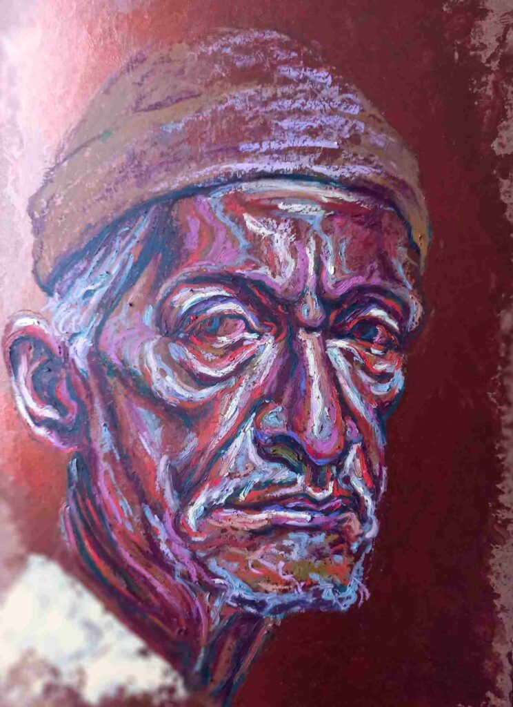 paint art old man with hat adrian Vlad
